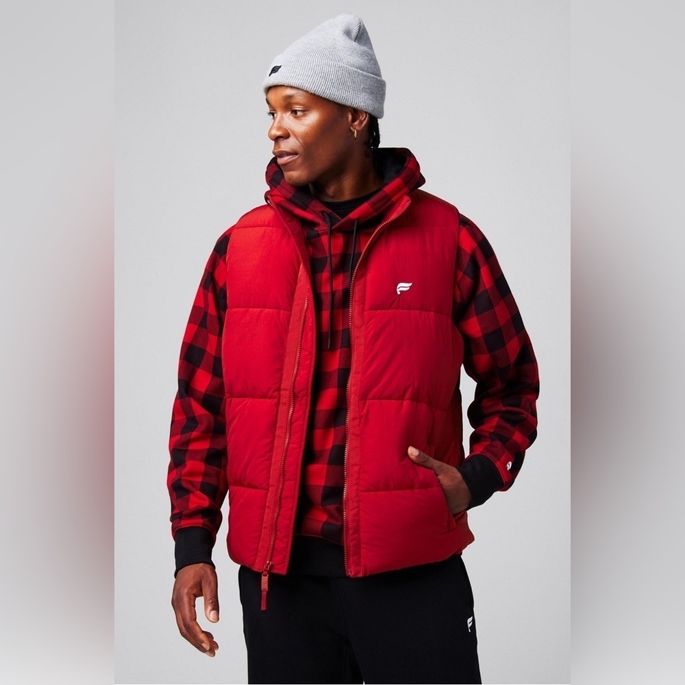 Fabletics The Essential Red Puffer Vest Sz Medium